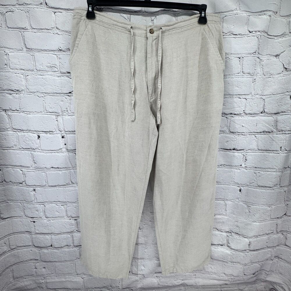 AXIS LA Ankle Pants Women's XXL Beige Linen Blend Drawstring Coastal Classic